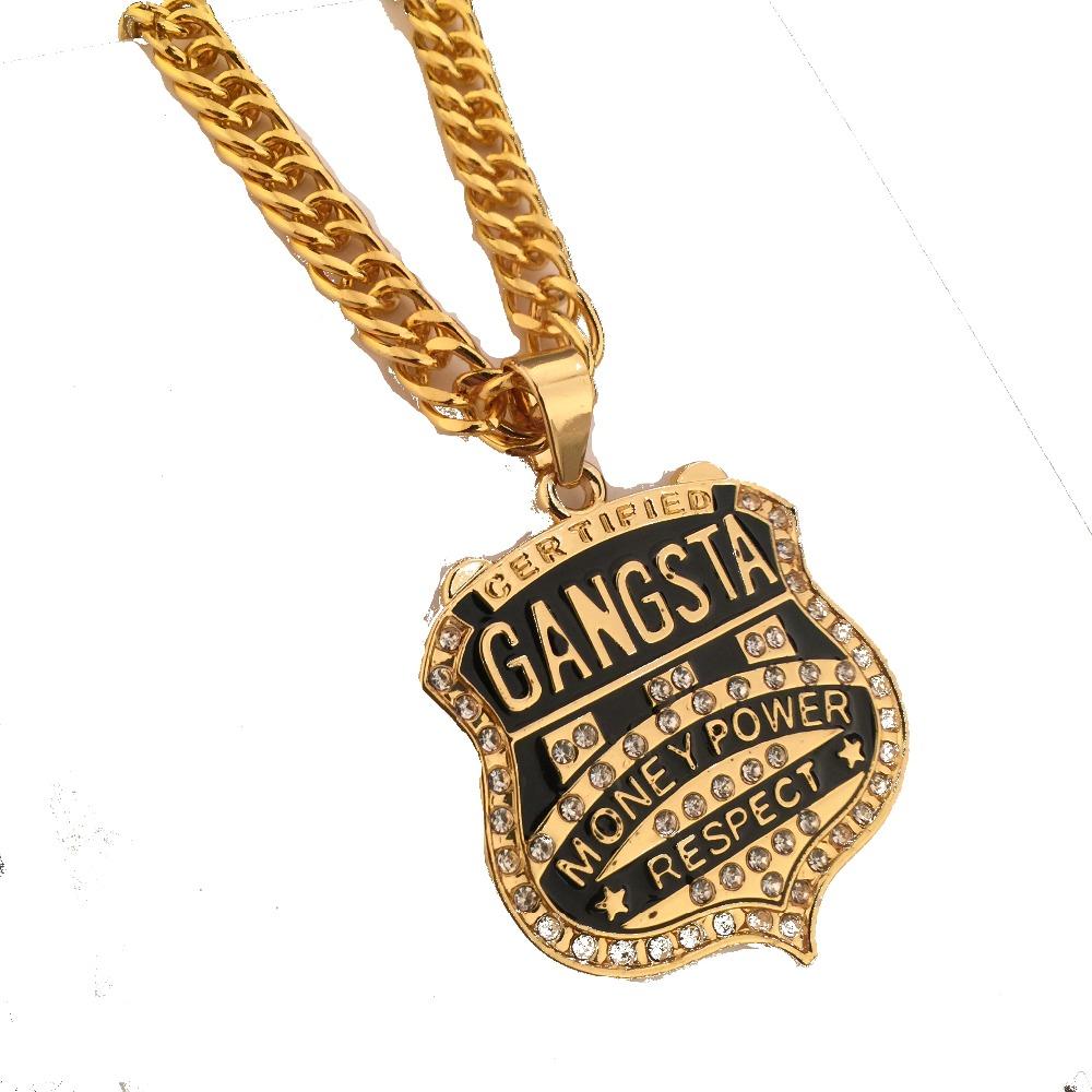 Gangster Money Logo - 2019 Mens Fashion Iced Out Trendy Golden Gangster Pendant Hip Hop ...