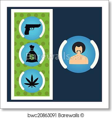 Gangster Money Logo - Art Print of Set Gangster money, weapons and drugs eps | Barewalls ...