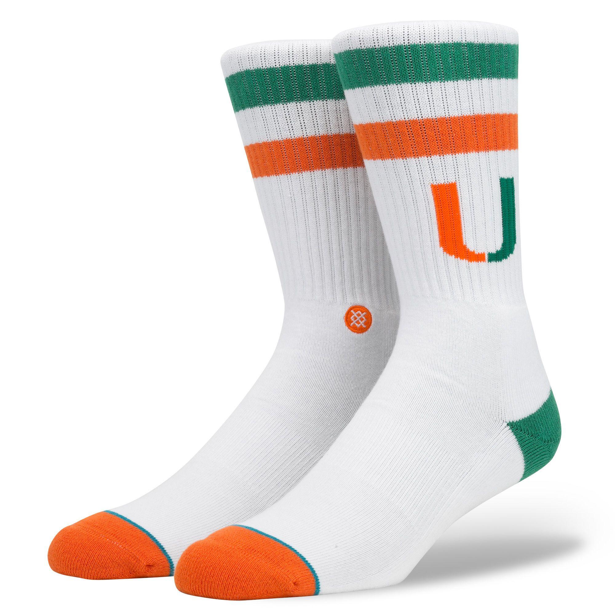U of L Sports Logo - Miami Hurricanes Logo - Mens College Socks | Stance
