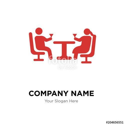 Red Bar Company Logo - Couple drinking in a bar company logo design template, colorful