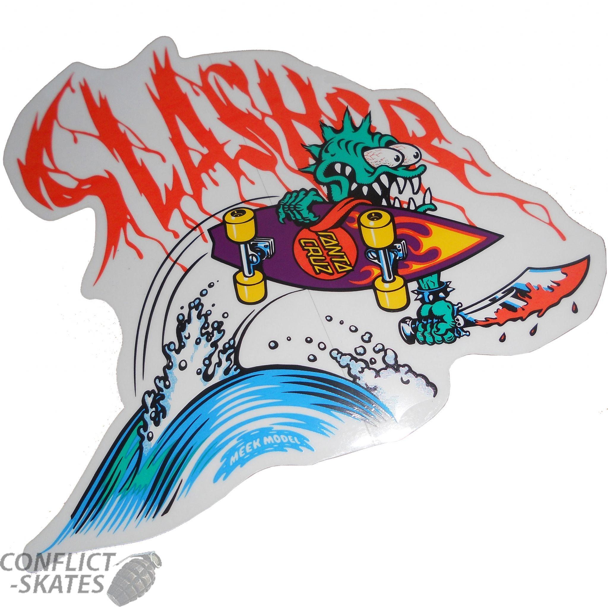 Santa Cruz Slasher Logo - SANTA CRUZ Slasher Skateboard Sticker 16cm x 14cm Old Skoo LARGE Jim ...
