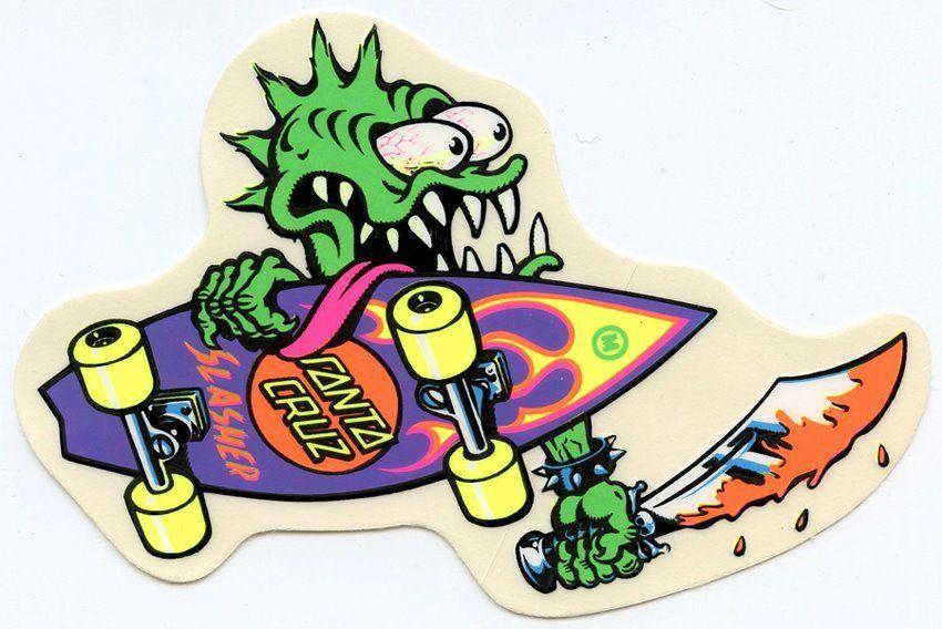 Santa Cruz Slasher Logo - Santa Cruz Slasher Sticker | Skateboard Stickers | Skate art ...
