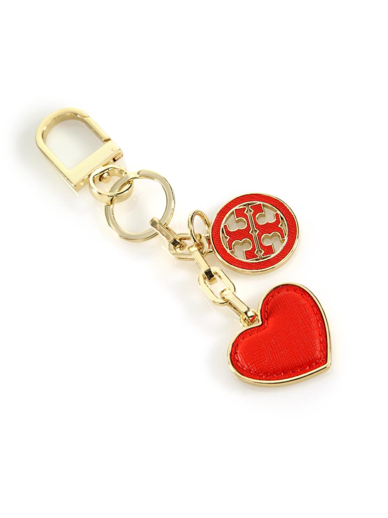 FOB Heart Logo - Lyst - Tory Burch Logo & Heart Key Fob in Red
