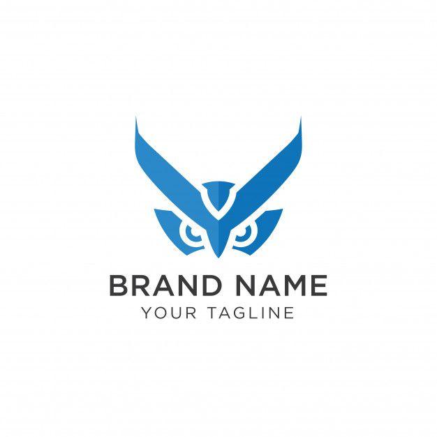 Owl Face Logo - Blue owl face logo design Vector | Premium Download