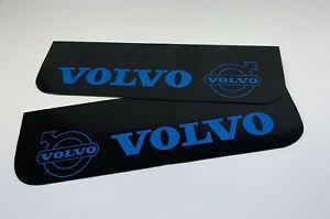 Black and Blue Logo - Mud Flaps Truck Lorry VOLVO 18x60cm Smooth Black with Blue Logo