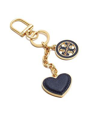 FOB Heart Logo - Tory Burch Logo & Heart Key Fob In Royal Navy Gold