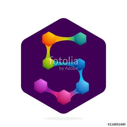 Five Hexagon Logo - Number five logo with Hexagon and lines.