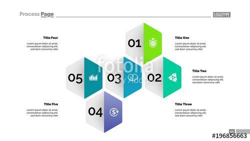 Five Hexagon Logo - Five Hexagon Step Chart Slide Template