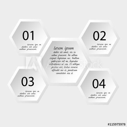 Five Hexagon Logo - Vector illustration of white infographics The image on a light ...