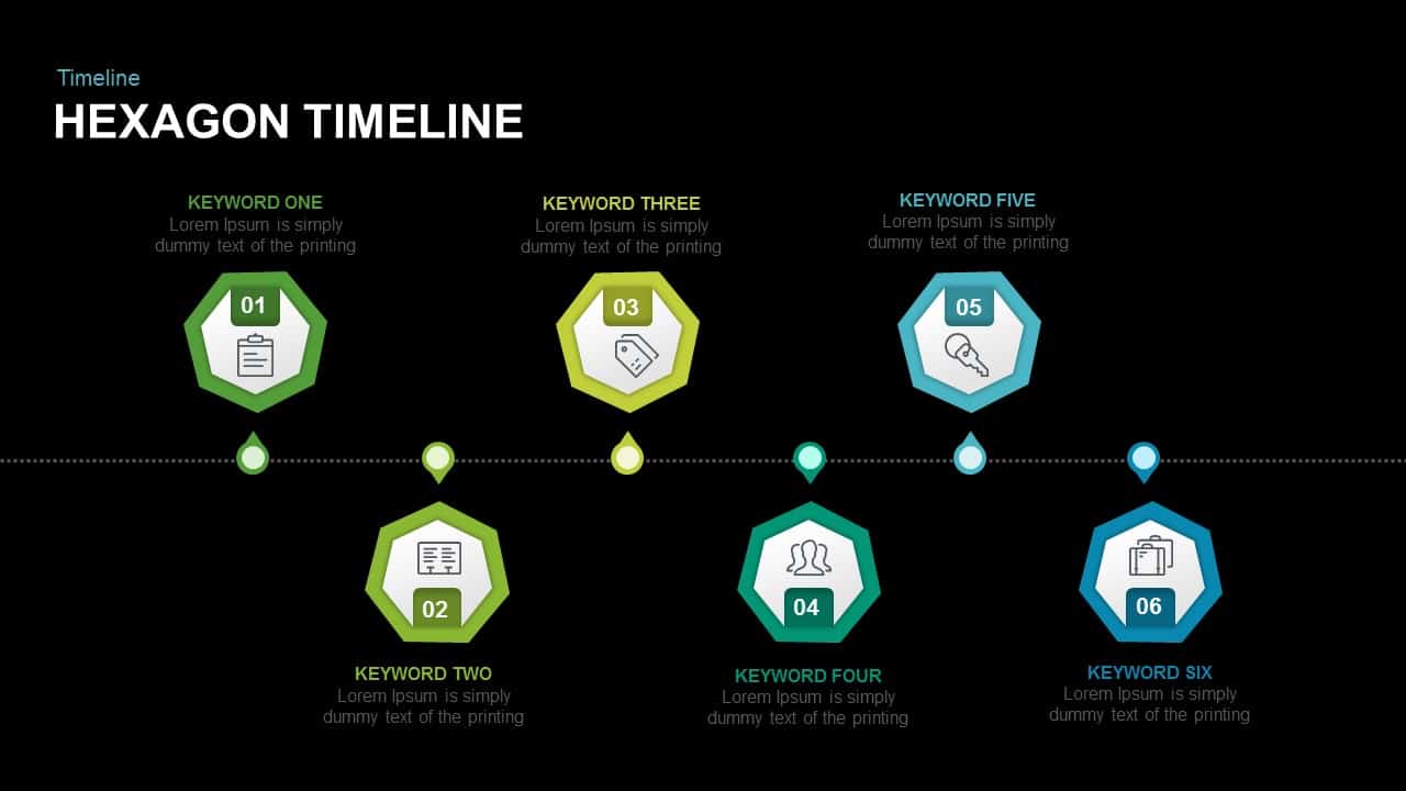 Five Hexagon Logo - Timeline Hexagon PowerPoint Template and Keynote Slide - SlideBazaar