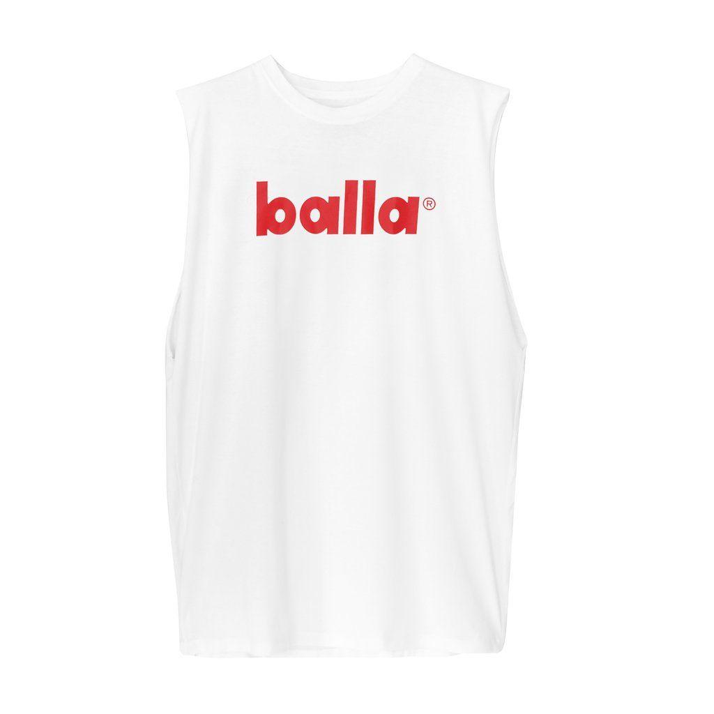 Red and White for the W Logo - White Tank w/ Red Balla Logo - Balla - For the well dressed baller.