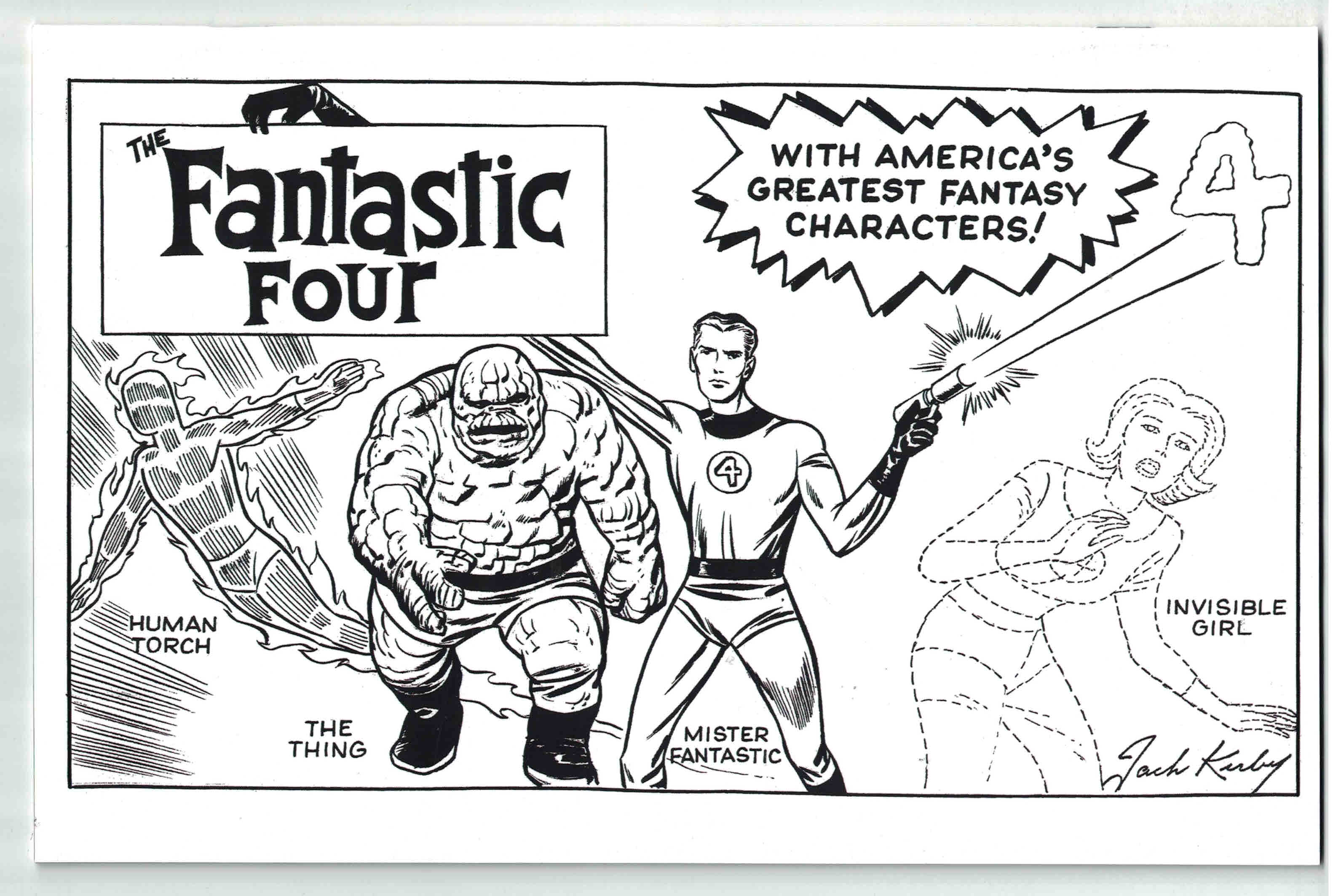 Fantastic Four Black and White Logo - Fantastic Four #1 Jack Kirby Black White Hidden Sketch Variant 2018 ...
