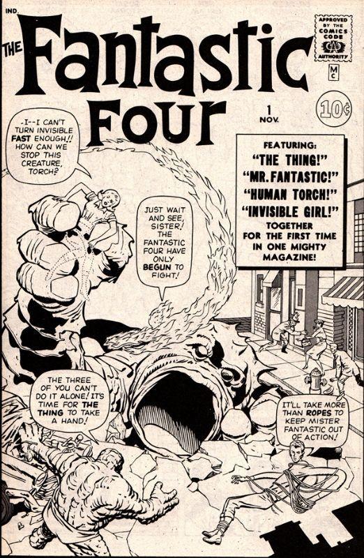 Fantastic Four Black and White Logo - Fantastic Four Volume 1 #1 Black and White Cover (Jack Kirby) Comic ...