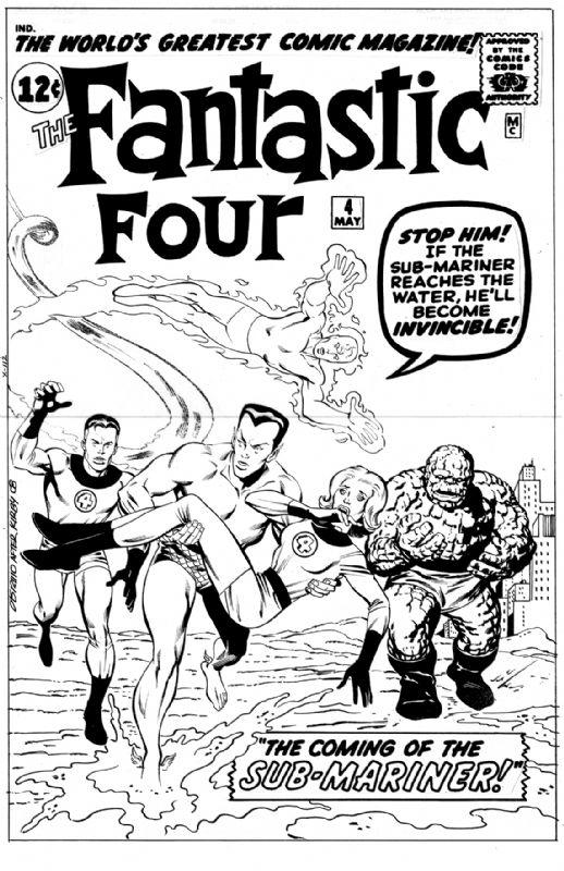 Fantastic Four Black and White Logo - Fantastic Four #4 | KIRBY-VISION