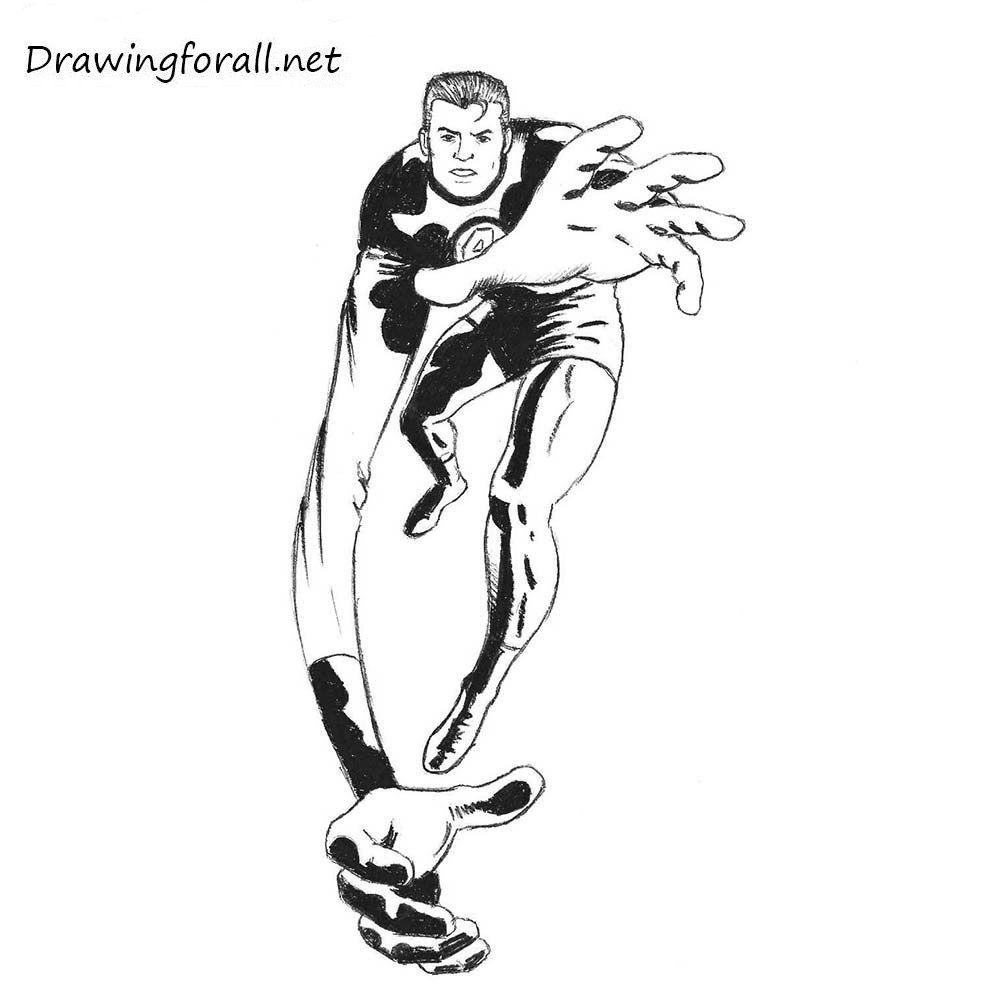 Fantastic Four Black and White Logo - How to draw Mr. Fantastic | DrawingForAll.net