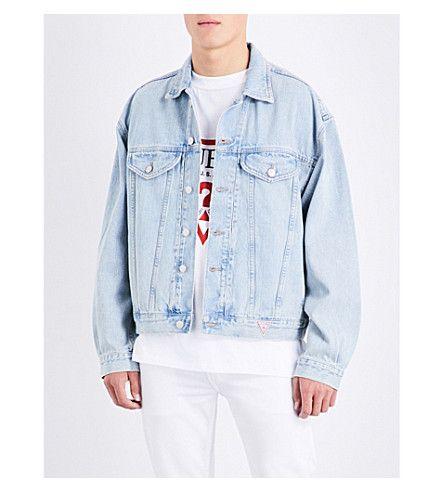 Guess Jeans Logo - GUESS JEANS - Logo-embroidered denim jacket | Selfridges.com