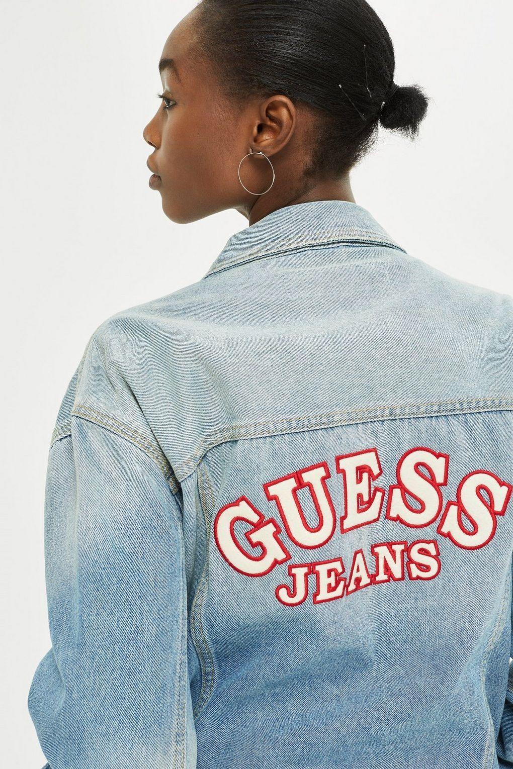 Guess Jeans Logo - Oversized Denim Logo Jacket by Guess Jeans - Topshop Malaysia