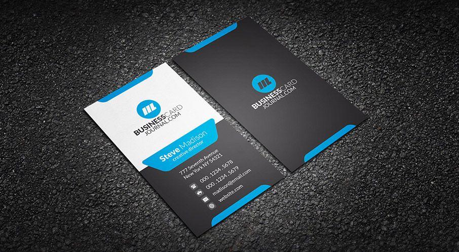 Black and Blue Logo - Free Modern Stylish Blue Corporate Business Card Template