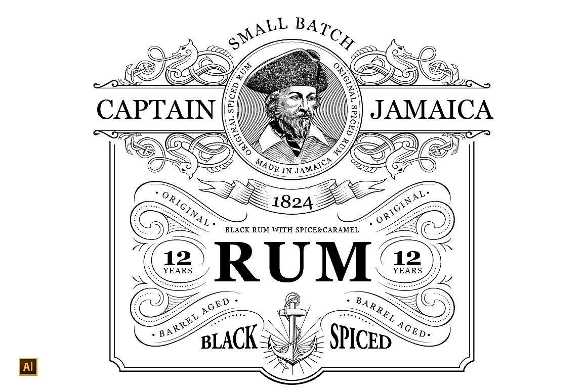 Rum Logo - Rum Label Vintage Logo Logo Templates Creative Market