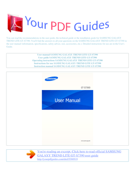 PDF Samsung Galaxy Logo - Fillable Online Operating instructions SAMSUNG GALAXY TREND LITE GT