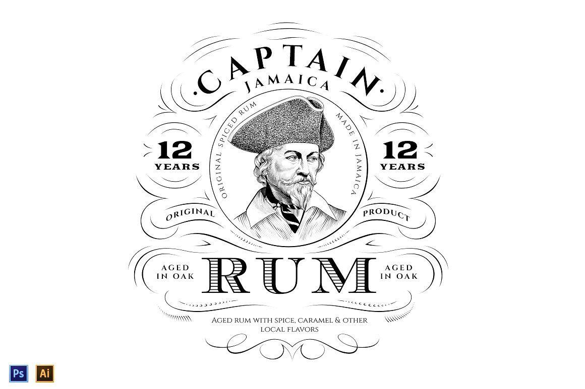 Rum Logo - Vintage Rum Label Logo Logo Templates Creative Market