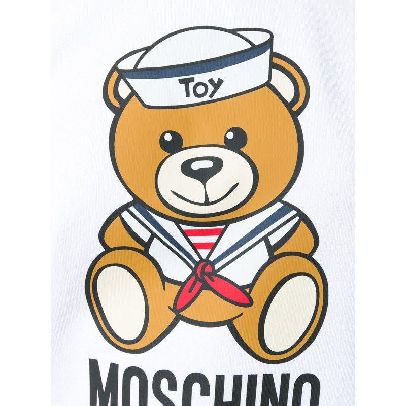 Moschino Bear Logo - Moschino Swim Sweater Sweatshirt white with logo Teddy Toy Bear