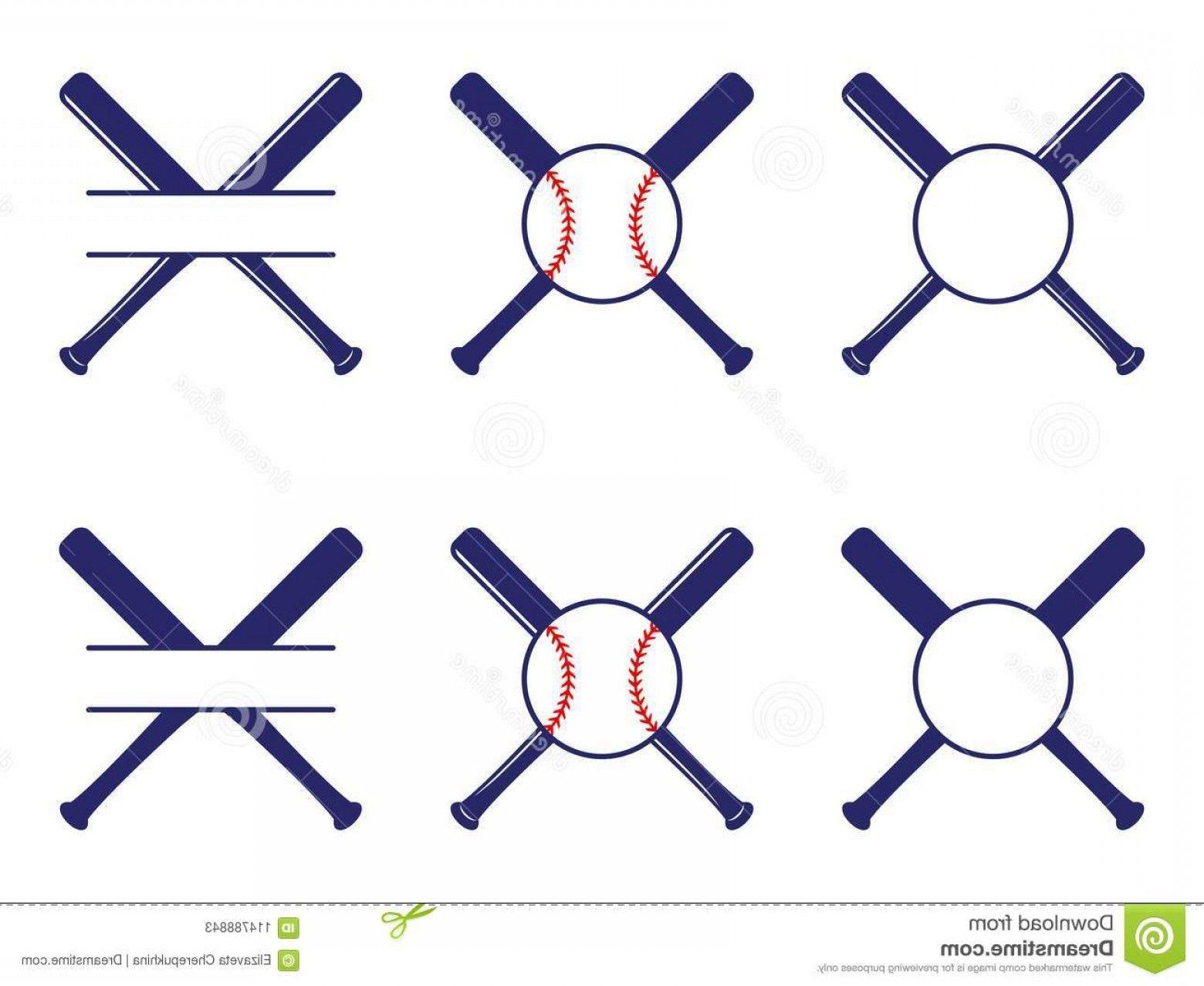 Baseball Crossed Bats Logo - Vector Set Baseball Logos Split Circle Monograms Baseball Crossed ...