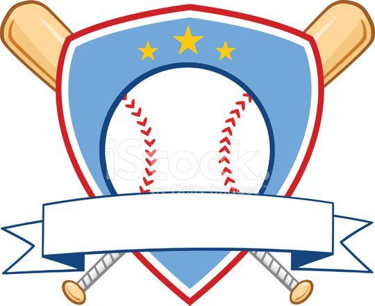 Crossed Bats Logo - Crossed Baseball Bats With Ball Logo With Round Blue Banner Stock ...