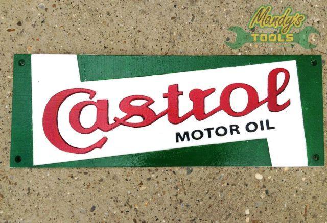 Red and Green Oil Logo - Castrol Motor Oil Sign Rectangle Cast Iron Green Red Wall Garages