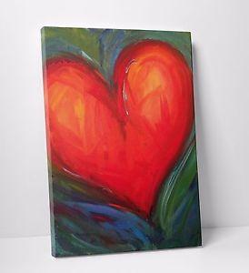 Red and Green Oil Logo - Abstract Heart Red & Green Oil Paint Home Wall Art Canvas Print ...