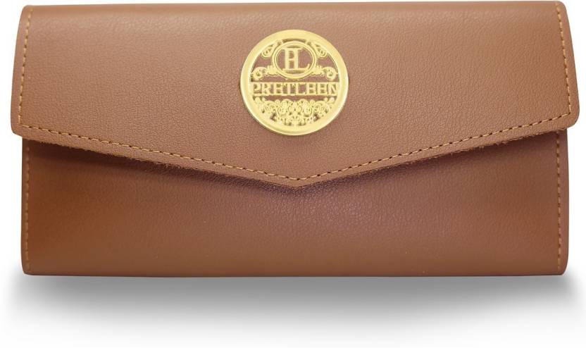 Tan Colored Logo - PRETLEEN Casual Tan, Brown Clutch MOCHA WALLET WITH lUXURIOUS GOLD ...
