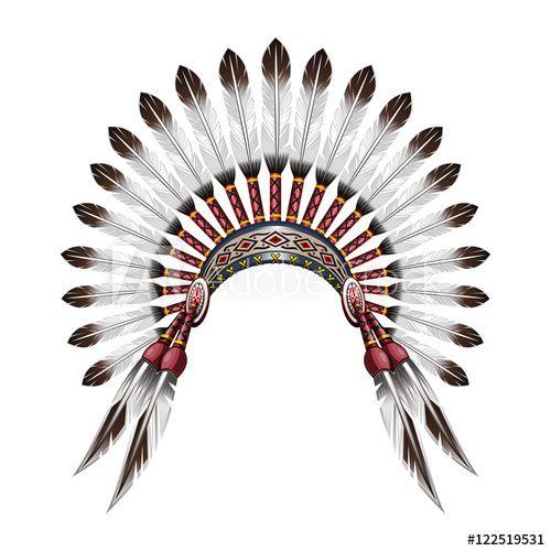 American Red Indian Logo - Native American Indian headdress. Red indian tribal chief headdress ...