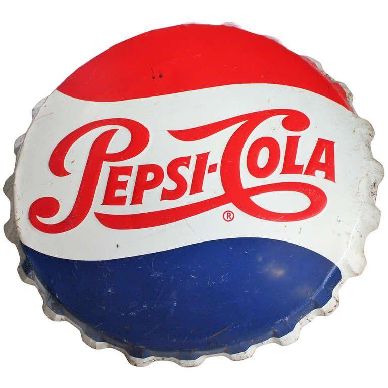 Original Pepsi Cola Logo - Giant Original Pepsi Cola Cap Sign at 1stdibs