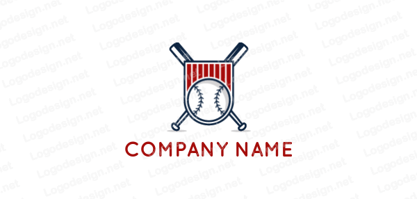 Crossed Bats Logo - crossed bats and baseball in shield. Logo Template by LogoDesign.net