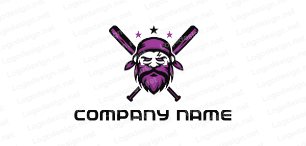Crossed Bats Logo - pirate head with crossed baseball bats with stars | Logo Template by ...