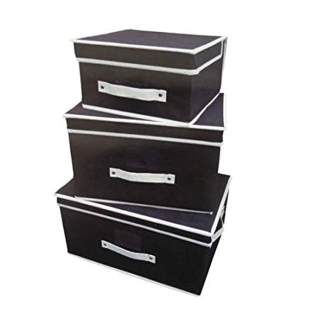 3 Black Boxes Logo - Folding Square Black 3 Size Storage Box: Amazon.co.uk: Kitchen & Home