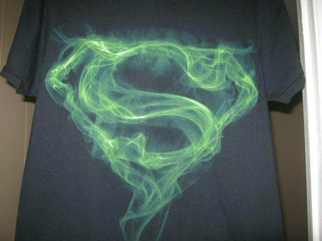 Green Superman Logo - Superman Logo Neon Green Smoke Mens Small T-shirt Licensed DC Comics ...