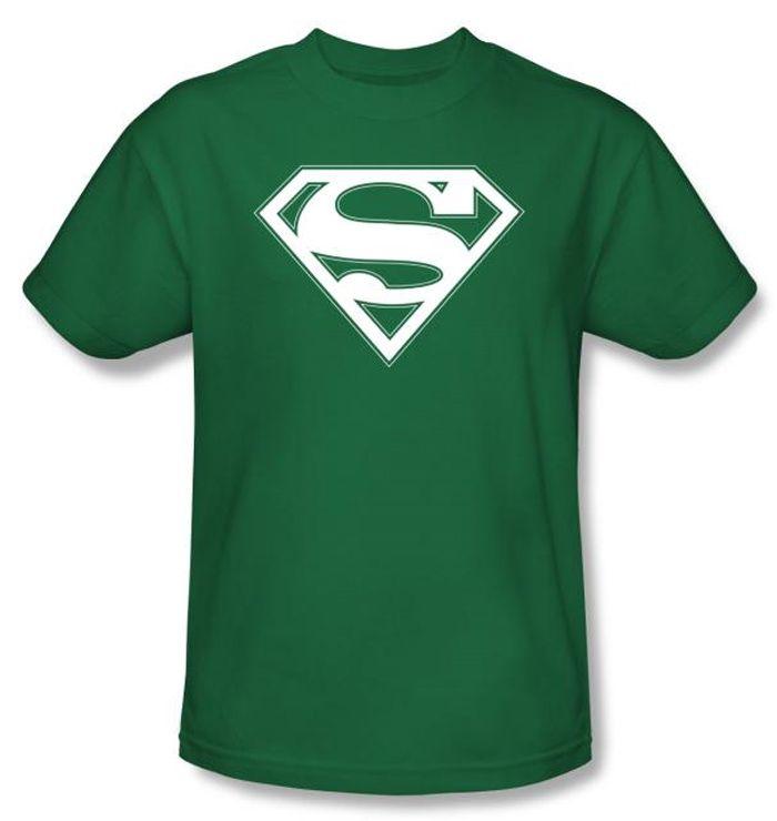Green Superman Logo - Superman Logo Shirt Green and White College Kelly Green T-Shirt Tee ...