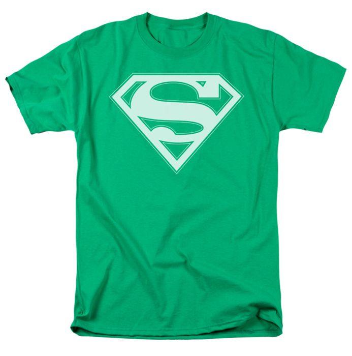 Green Superman Logo - Superman t-shirt Green & White shield logo mens kelly green