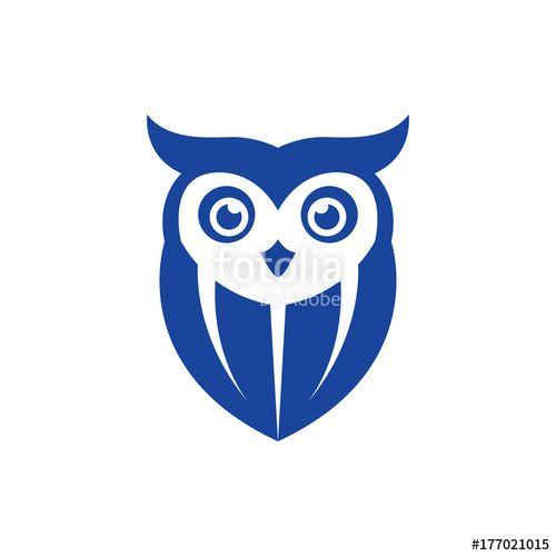 Owl Face Logo - blue owl face head logo design