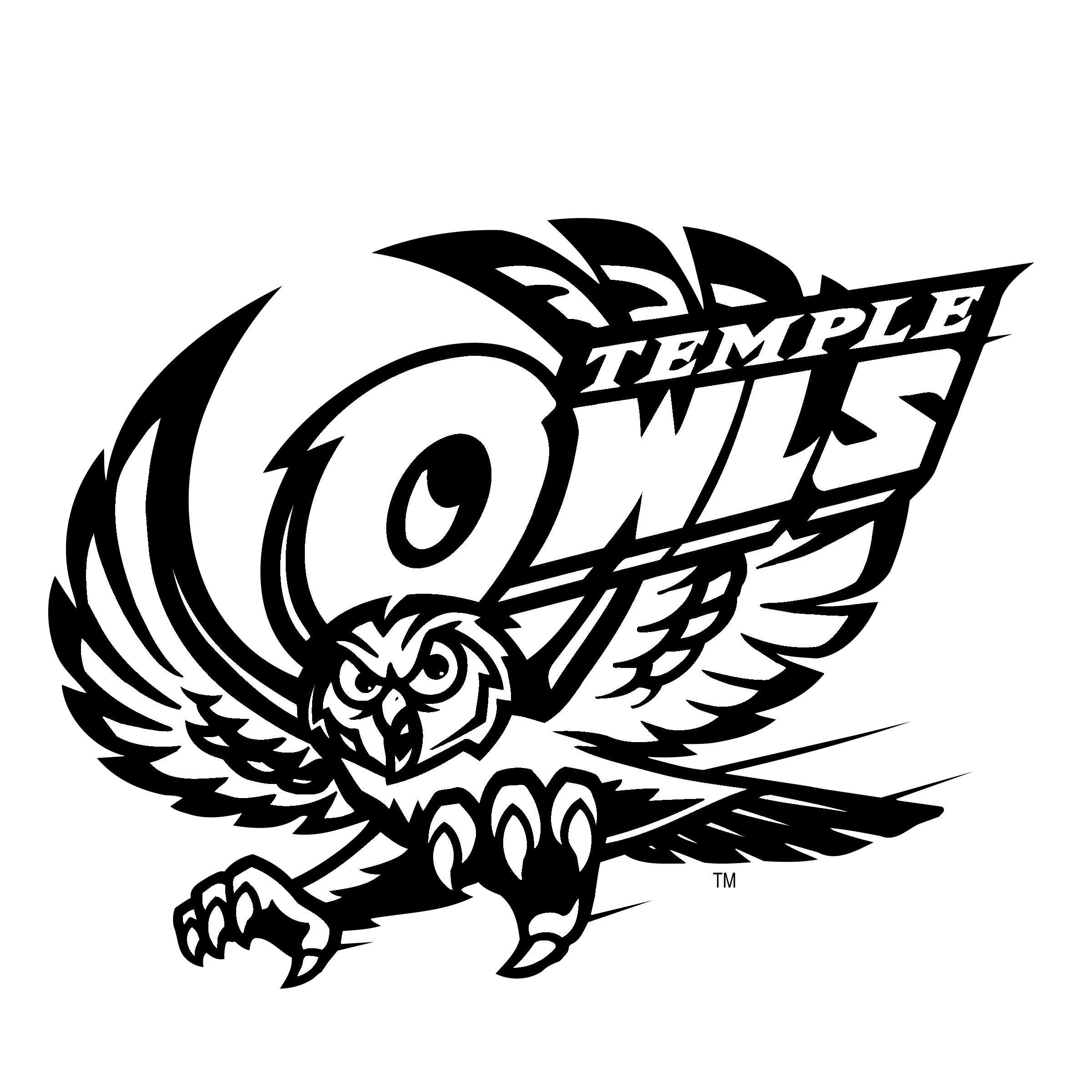 Black and White Owl Logo - Temple Owls Logo PNG Transparent & SVG Vector - Freebie Supply