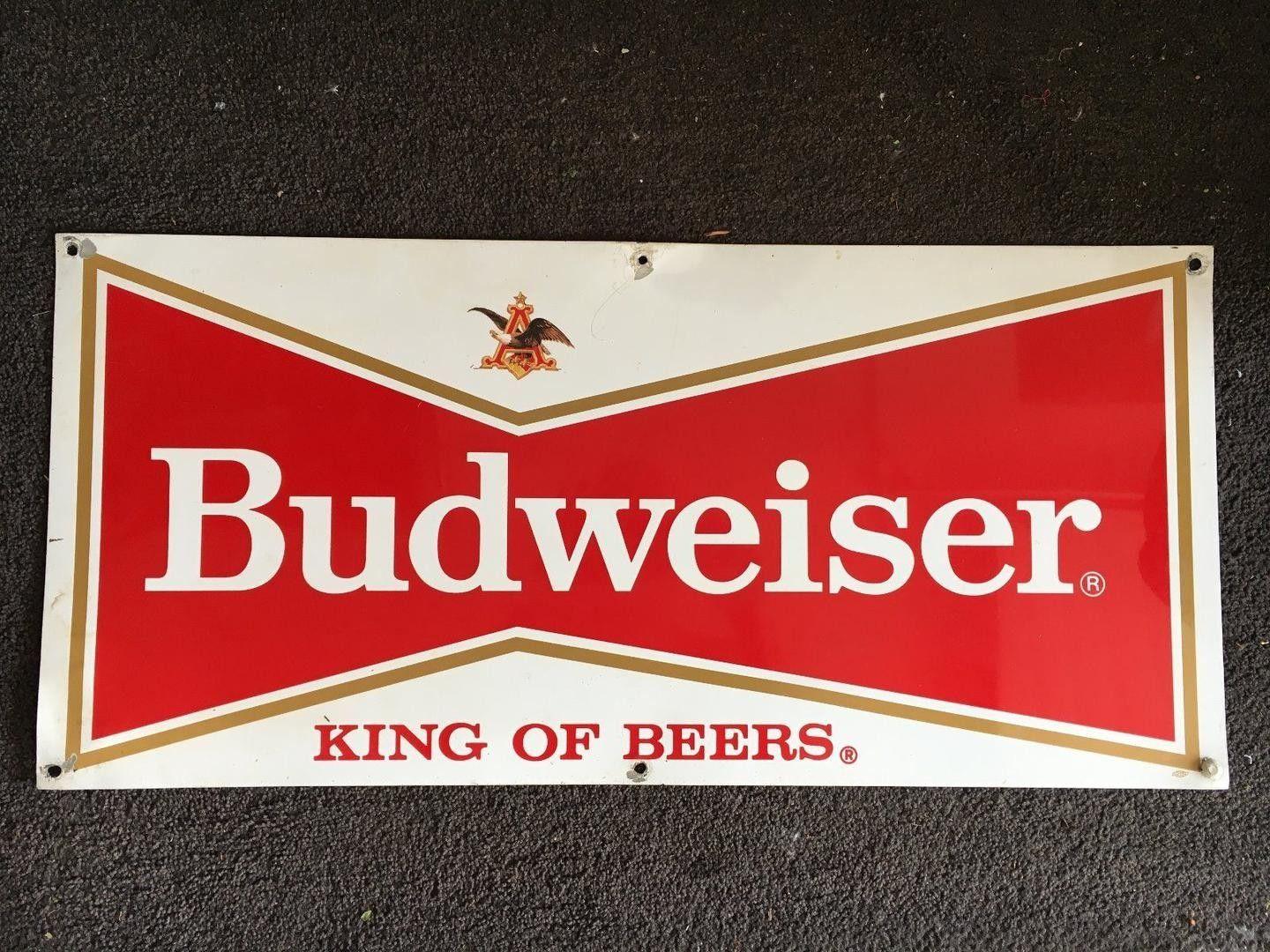 Bud Bowtie Logo - Original, Vintage Budweiser Bowtie Metal Sign Logo Colors