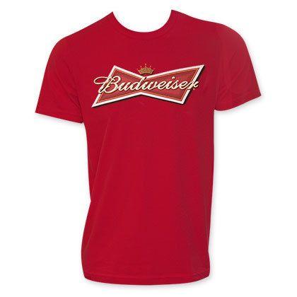 Bud Bowtie Logo - Budweiser Classic Bow Tie Logo Men's Red T-Shirt - Quality Liquor Store