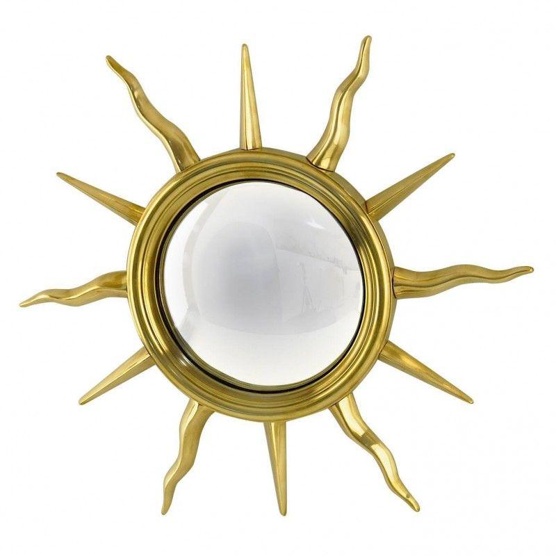 French Gold Sun Logo - French fisheye sun mirror in brass
