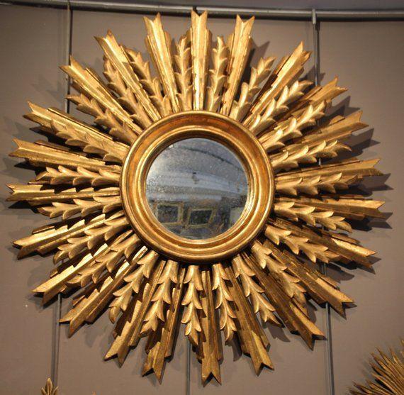French Gold Sun Logo - Sun mirror Sunburst mirror Gold mirror French antique mirror Gold ...