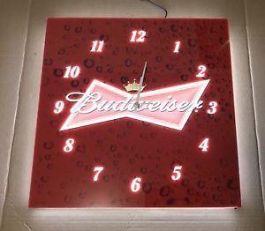 Bud Bowtie Logo - Budweiser Bowtie Logo LED Clock Beer Sign 16” Square - Brand New In ...