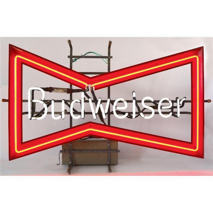Bud Bowtie Logo - Breweriana, Budweiser bowtie neon sign, VG working cond, 19