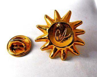 French Gold Sun Logo - Gold sun brooch