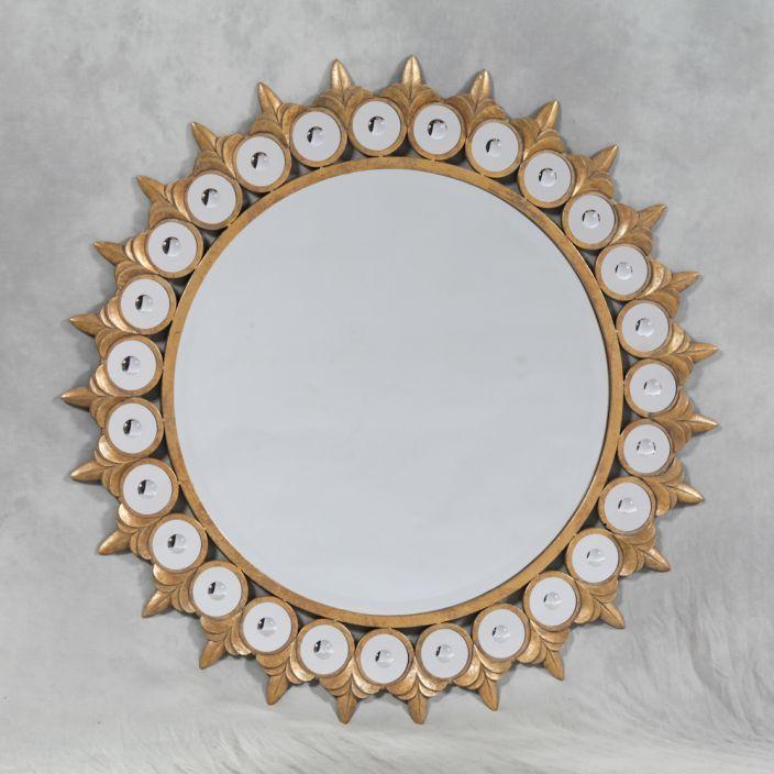 French Gold Sun Logo - Round Gold Sun Mirror | Collection Of French Mirrors