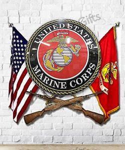 Marines Logo - Large 17''x17'' United States Marines Emblem Dome Metal Sign -US